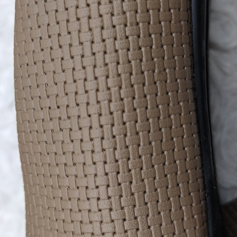 Piccadilly Two Tone Beige Black Woven Textured Upper Peep Toe Low Heel Pump Shoe - Picture 13 of 16